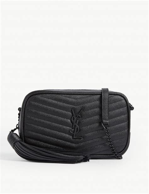 ysl mini lou black on black|Saint Laurent Lou Mini YSL Camera Bag in Smooth Quilted Leather.